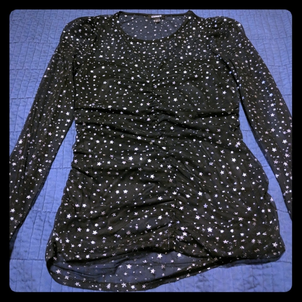 Express top, black with silver stars, size M
